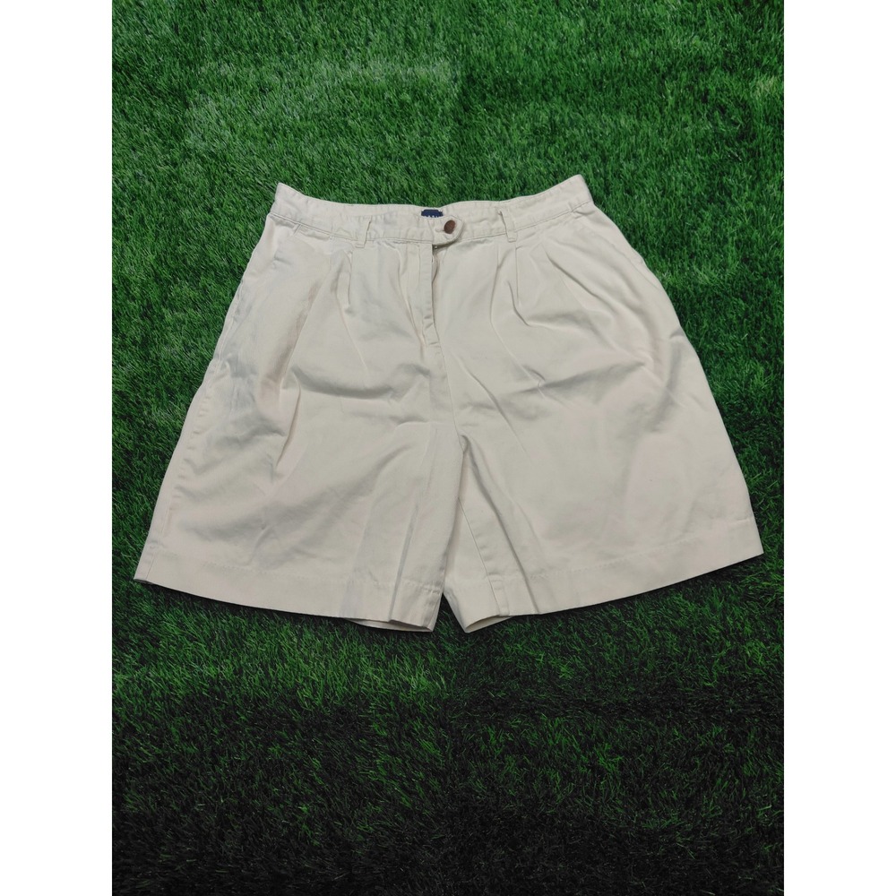 Basic Editions Pleated Chino Shorts 14 Beige Womens Cotton High Rise Pre-owned